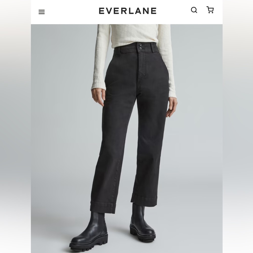 Everlane Black Cropped Straight Leg Jeans   Size 6
